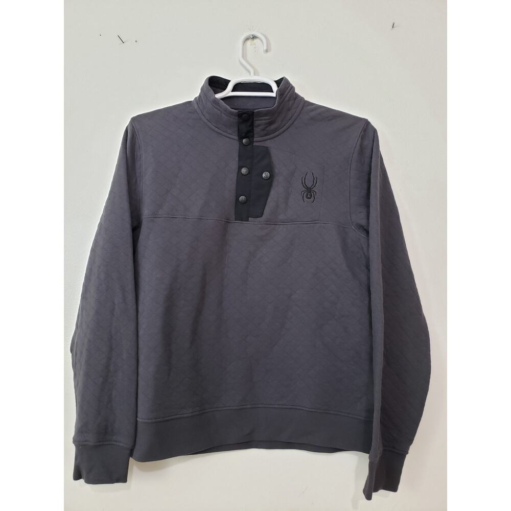 Y2K Spyder Men's Quilted Pullover Top Size L Quarter Snap Sweatshirt Gay Outdoor